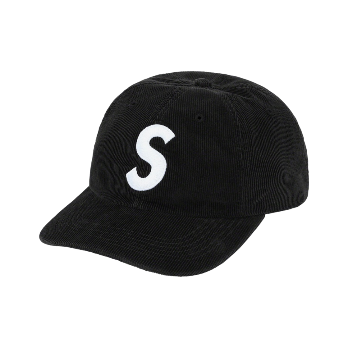 슈프림 파인 웨일 코듀로이 S 로고 6-패널 캡 블랙 - 21SS