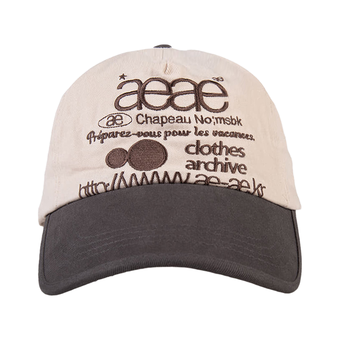 에이이에이이 웹 로고 5 패널 볼캡 차콜 & 모카(AEAE Web Logo 5pannel Cap Charcoal & Moca)