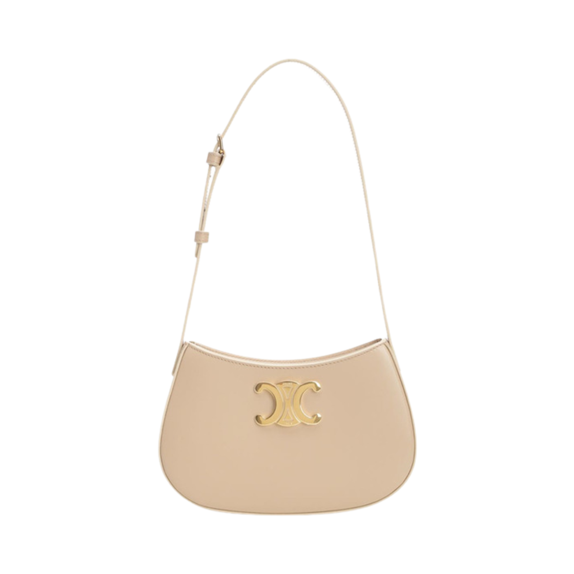 115703BF4-03ND Celine Medium Tilly Bag in Shiny Calfskin Nude