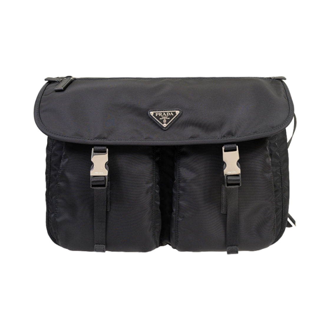 프라다 테수토 트라이앵글 로고 메신저백 블랙(Prada Tessuto Triangle Logo Messenger Bag Black) - 1