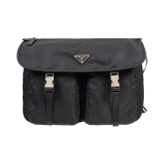 Prada Tessuto Triangle Logo Messenger Bag Black