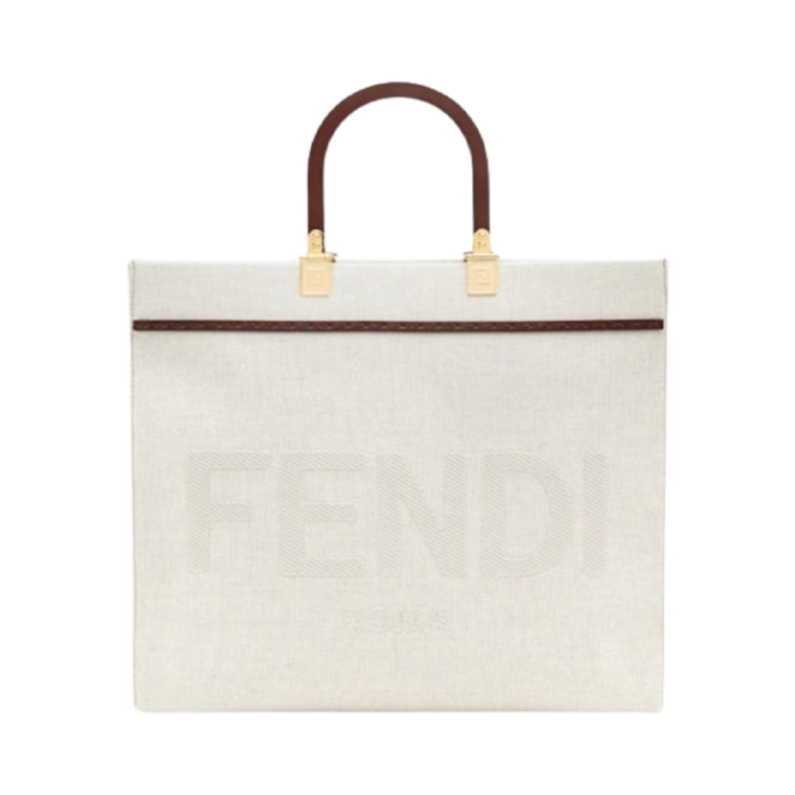 8BH386AKBSF1HOC Fendi Sunshine Medium Canvas Shopper Bag White