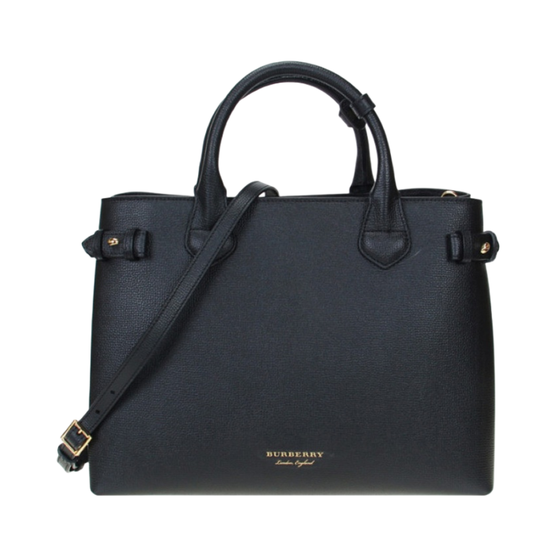 버버리 하우스 체크 미디움 배너 토트백 블랙(Burberry House Check Medium Banner Tote Bag Black) - 1