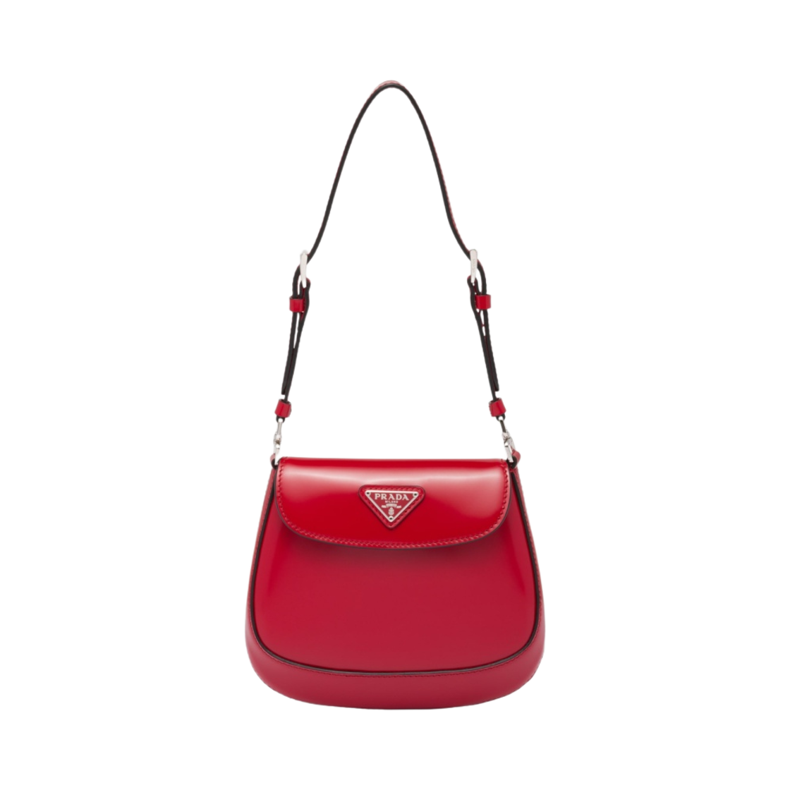 1BH188-ZO6-F02SB Prada Cleo Brushed Leather Mini Bag with Flap Scarlet