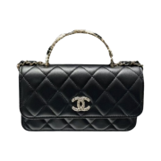 Chanel Flap Phone Holder with Chain Lambskin Resin & Gold Black