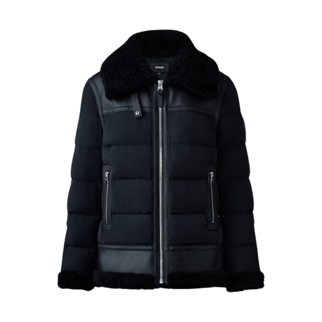 VANNA (W) Mackage Vanna Mixed-Media Shearling Down Jacket Black Natural