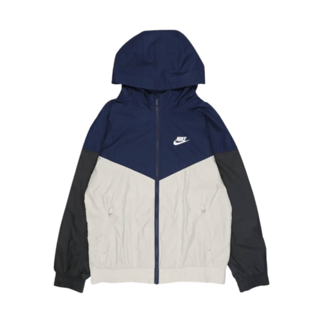 (키즈) 나이키 NSW 윈드러너 후드 자켓 미드나잇 네이비 라이트 본((Kids) Nike NSW Windrunner Hooded Jacket Midnight Navy Light Bone) - 1