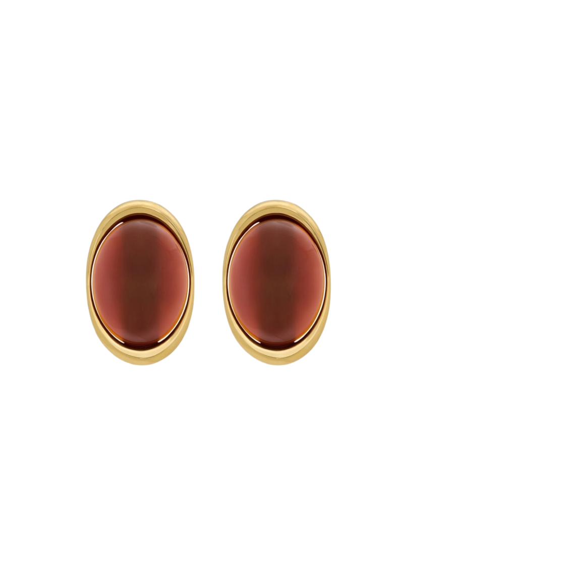 (W) 생로랑 오벌 까보숑 이어링 카넬리언 & 메탈 레드 골드((W) Saint Laurent Oval Cabochon Earrings in Carnelian and Metal Red Gold) - 1