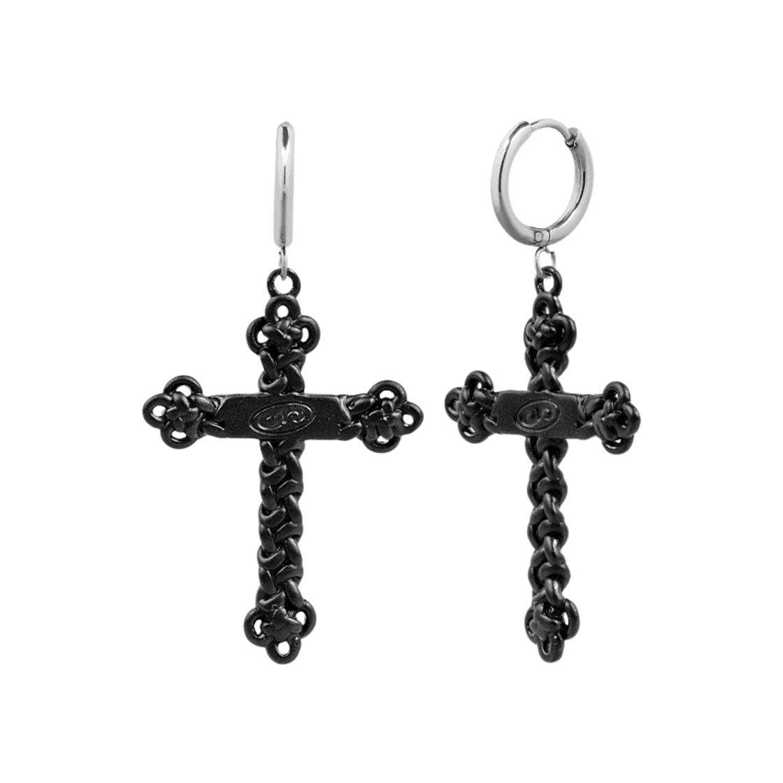 no474b Sentiments No.474 Knot Cross Earring Black