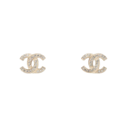 (W) Chanel Earrings Metal Strass & Gold Crystal