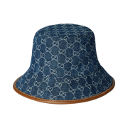 (W) Gucci GG Denim Bucket Hat Blue White