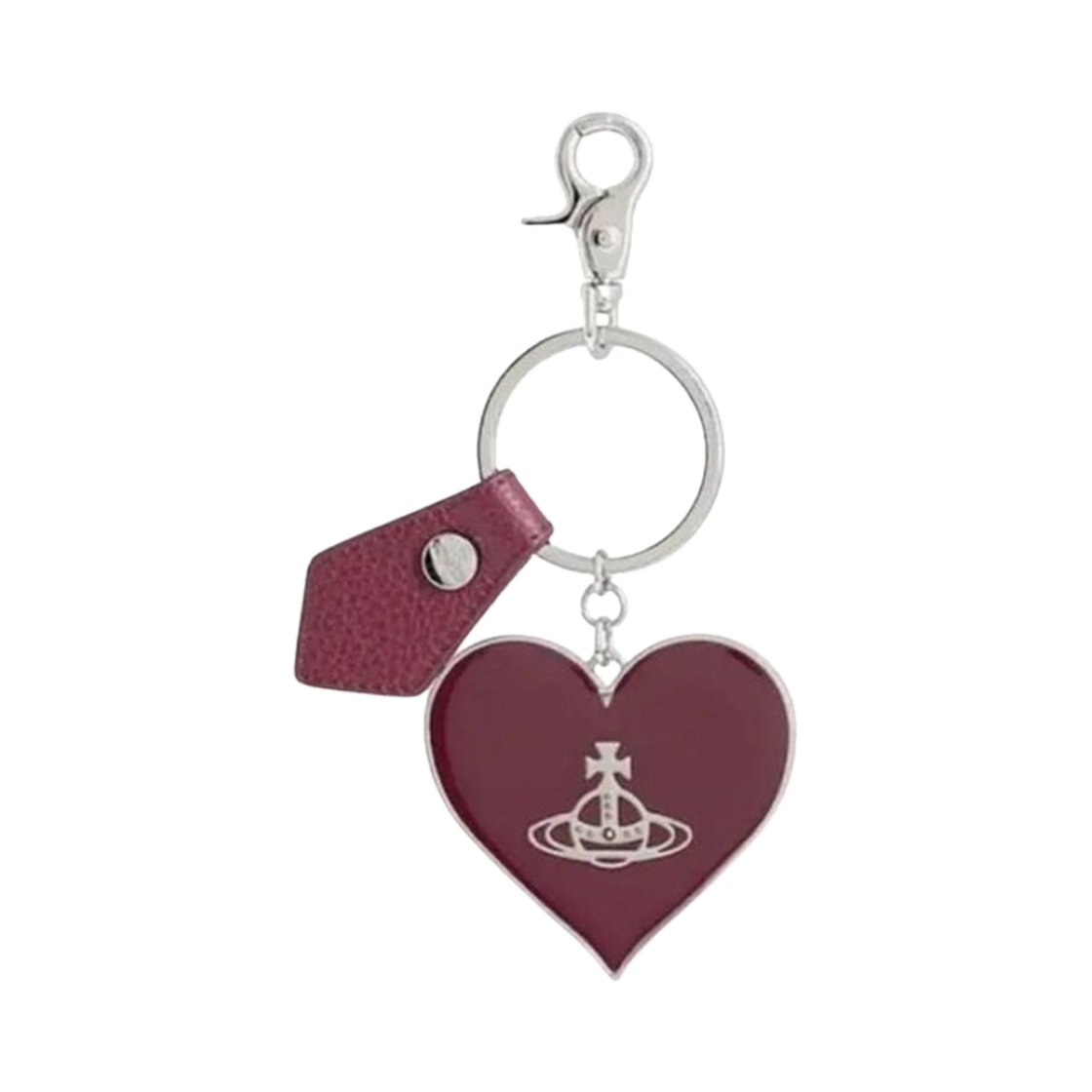 8203011WU-OM0014-I401 Vivienne Westwood Mirror Heart Orb Keyring Burgundy