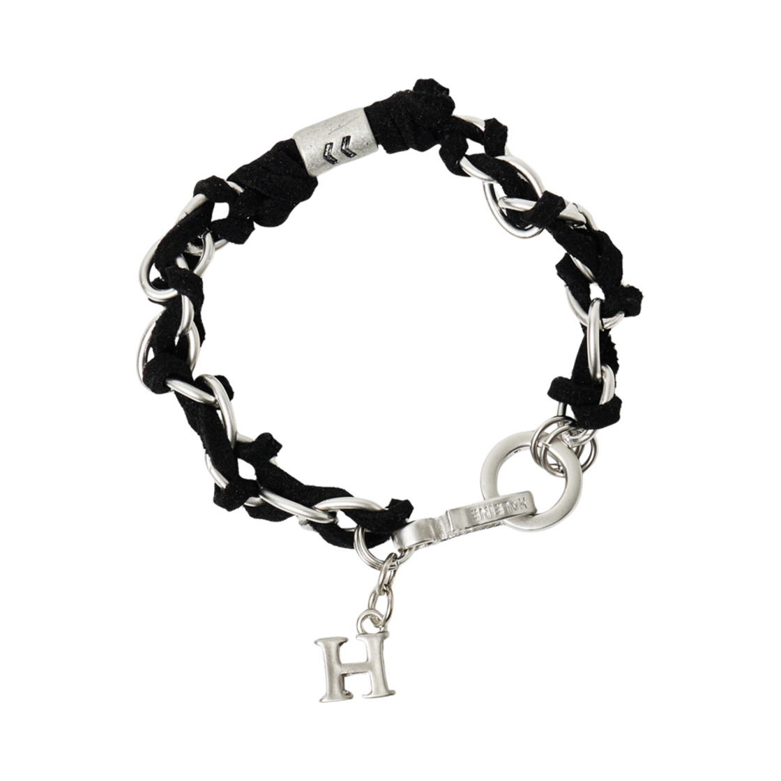 알렌느 레더 메탈 트위스트 브레이슬릿 블랙(Haleine Leather Metal Twist Bracelet Black)