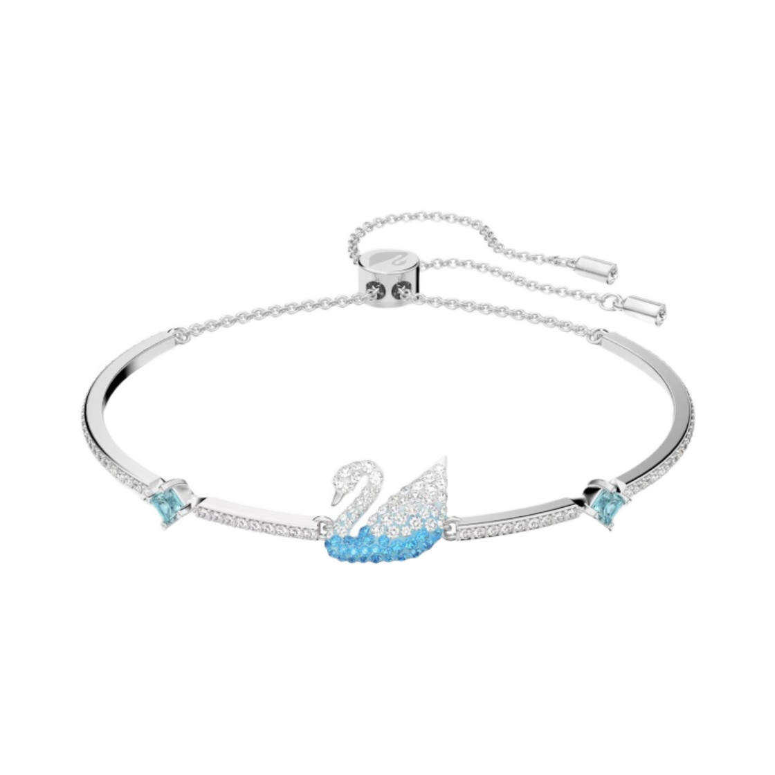 (W) 스와로브스키 아이코닉 스완 뱅글 블루 로듐 플래팅((W) Swarovski Iconic Swan Bangle Blue Rhodium Plated) - 1