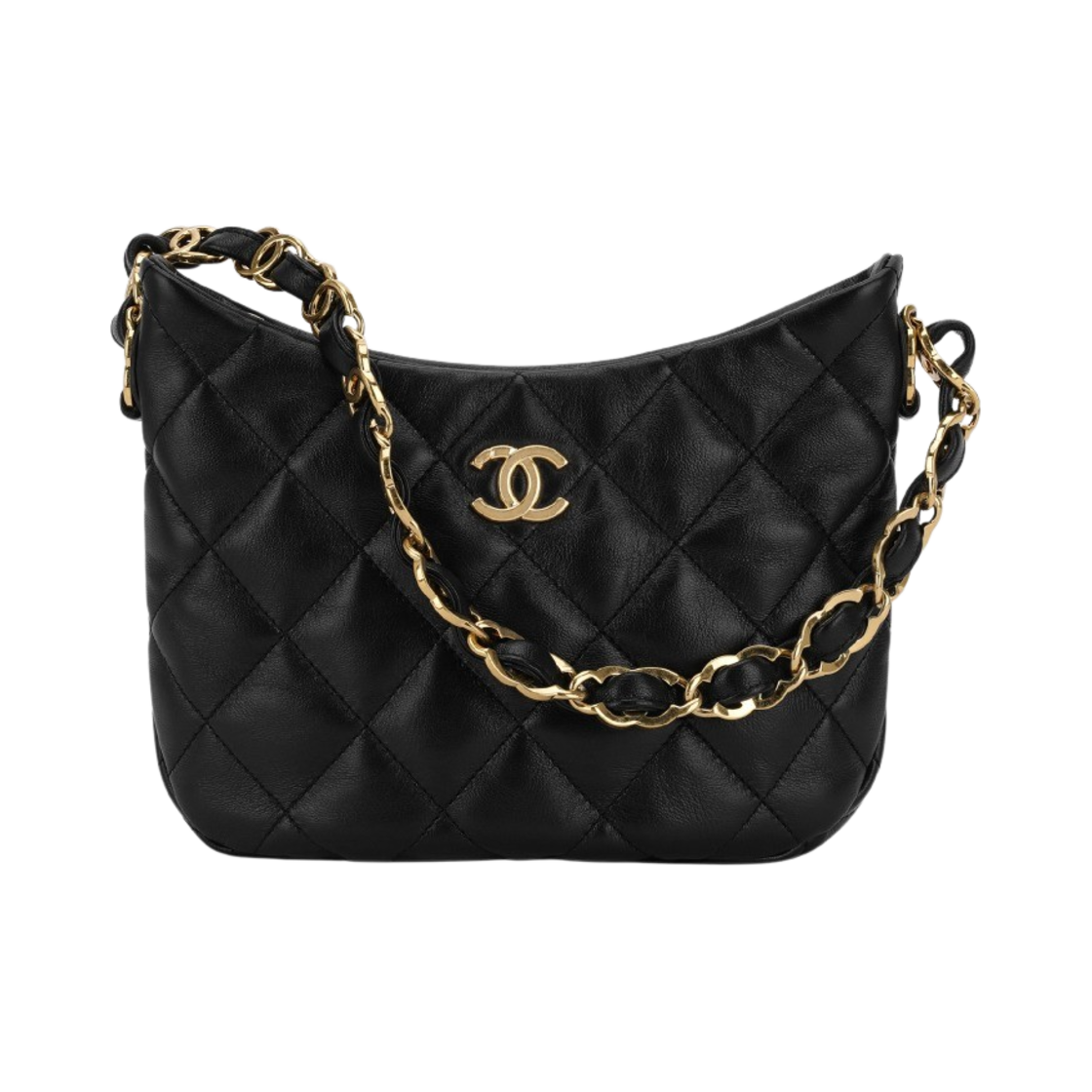 샤넬 호보 핸드백 램스킨 & 골드 메탈 블랙