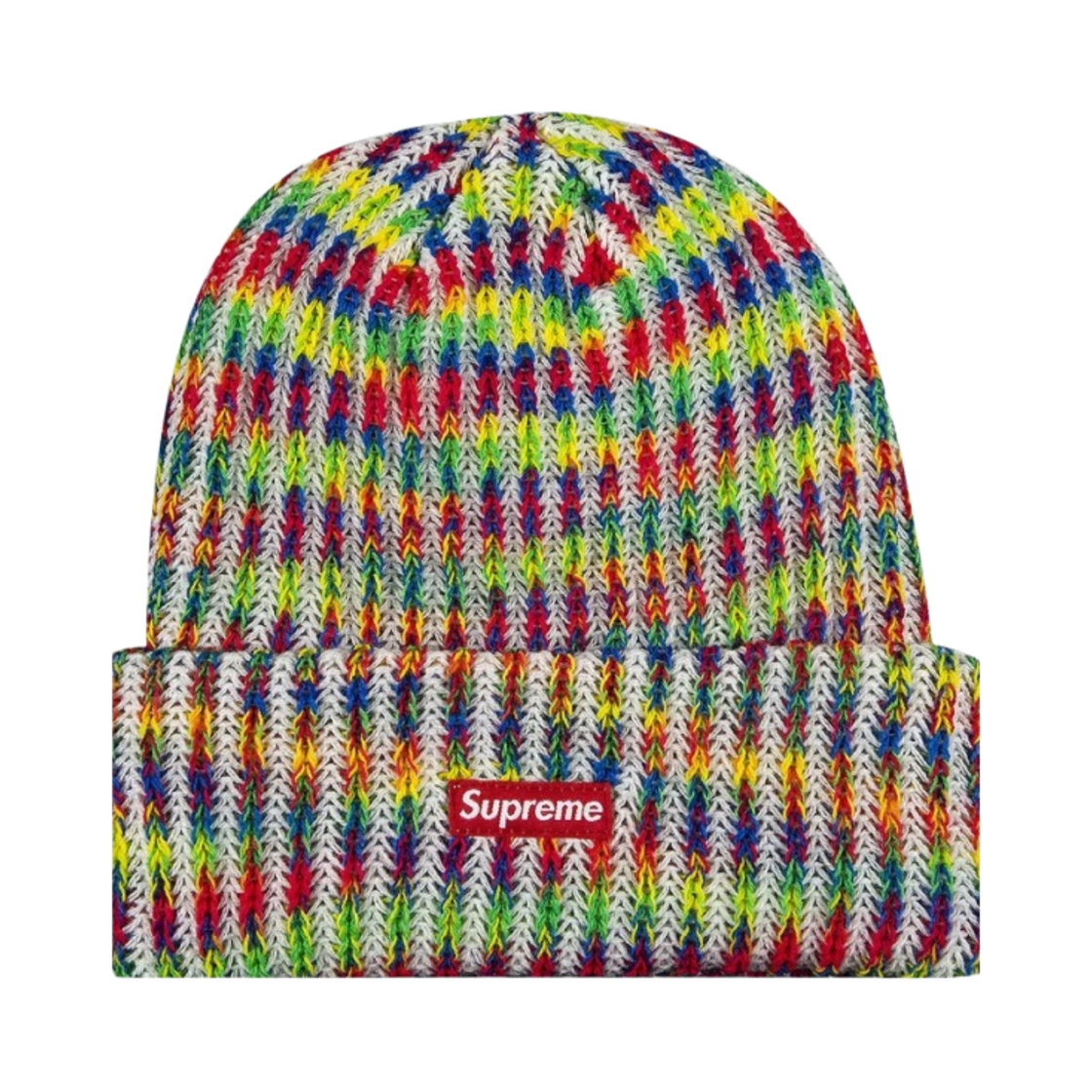 - Supreme Rainbow Knit Loose Gauge Beanie White - 21FW