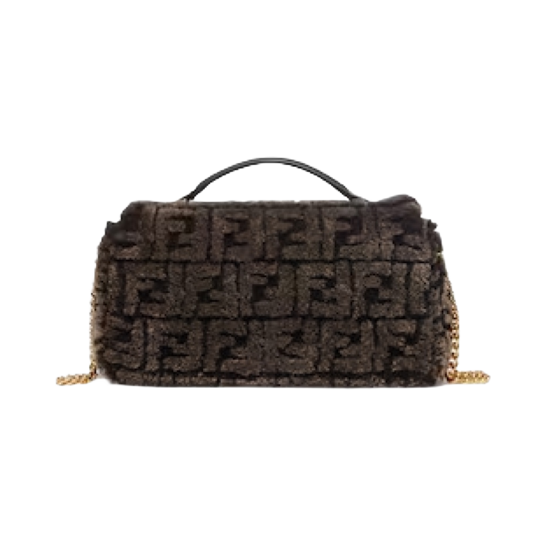펜디 FF 모티프 바게트 체인 미디 쉽스킨 백 다크 브라운(Fendi Baguette Chain Midi Sheepskin Bag with FF Motif Dark Brown) - 3