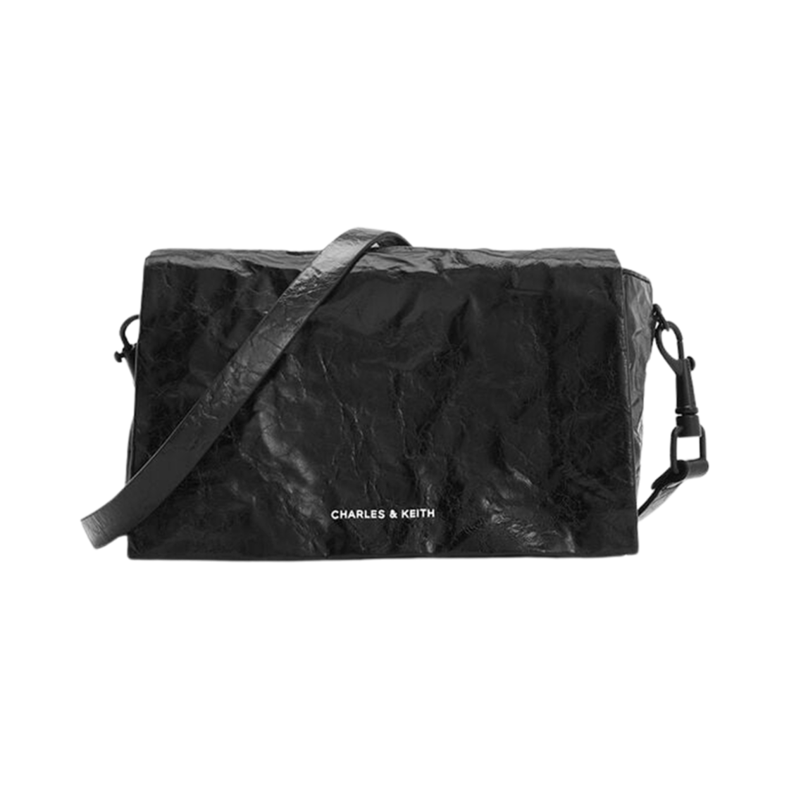 찰스앤키스 마티나 크링클 이펙트 크로스바디백 블랙(Charles & Keith Matina Crinkle Effect Crossbody Bag Black)