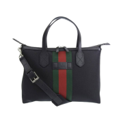 Gucci Striped Canvas Tote Bag Black