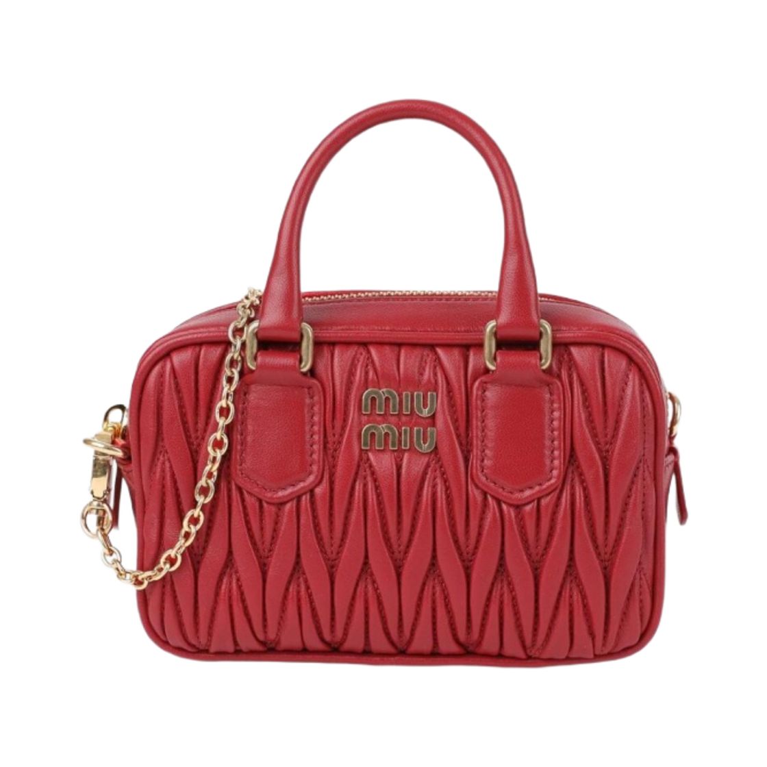 미우 미우 마테라쎄 나파 가죽 탑 핸들 미니백 레드(Miu Miu Matelasse Nappa Leather Top Handle Mini Bag Red)