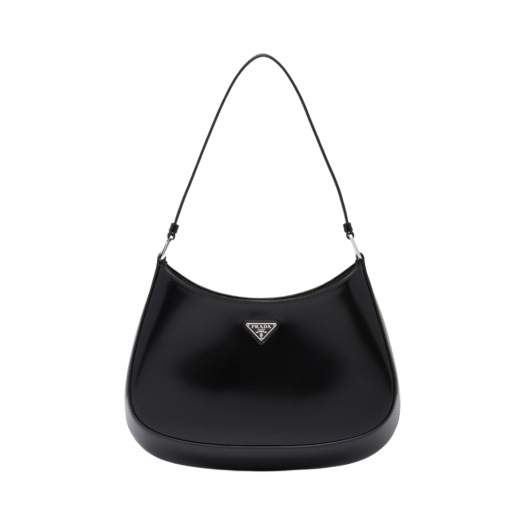1BC499-ZO6-F0002 Prada Cleo Brushed Leather Shoulder Bag Black