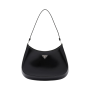 Prada Cleo Brushed Leather Shoulder Bag Black