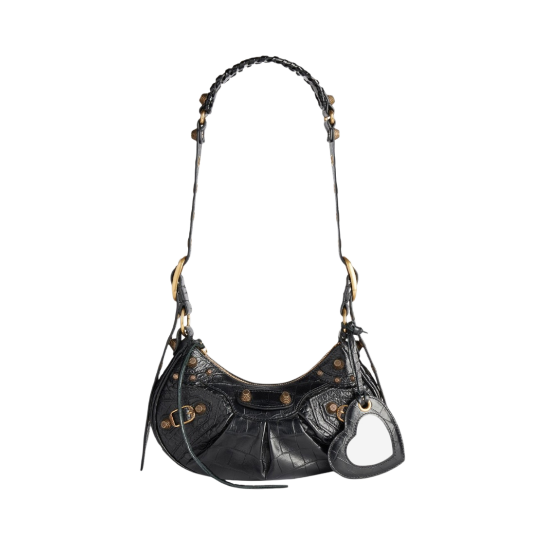 발렌시아가 르 카골 XS 숄더백 크로커다일 엠보스 블랙(Balenciaga Le Cagole XS Shoulder Bag Crocodile Embossed Black)