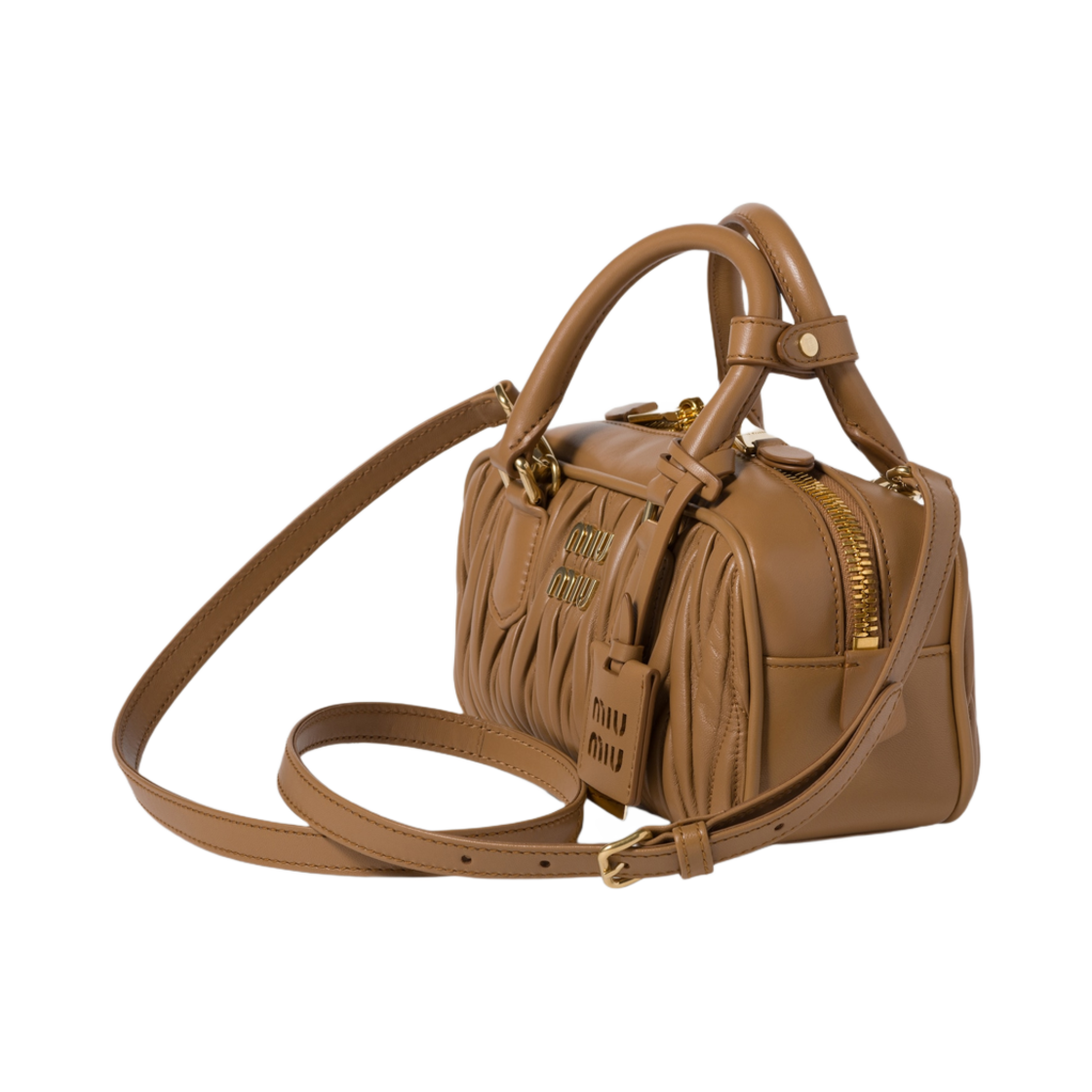 미우 미우 아르카디 마테라쎄 나파 레더 백 카라멜(Miu Miu Arcadie Matelasse Nappa Leather Bag Caramel) - 3