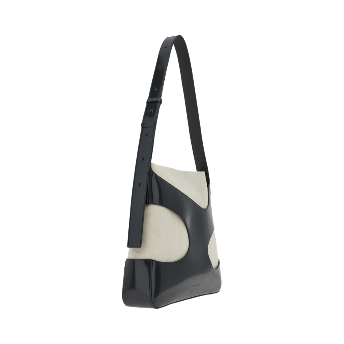 241241-760339 Ferragamo Shoulder Bag with Cut-Out Detailing Black Beige - #2