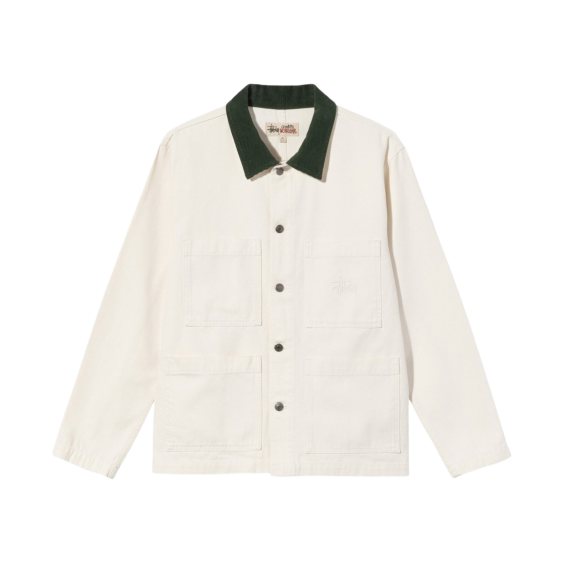 스투시 코듀로이 카라 캔버스 초어 자켓 본(Stussy Corduroy Collar Canvas Chore Jacket Bone) - 1