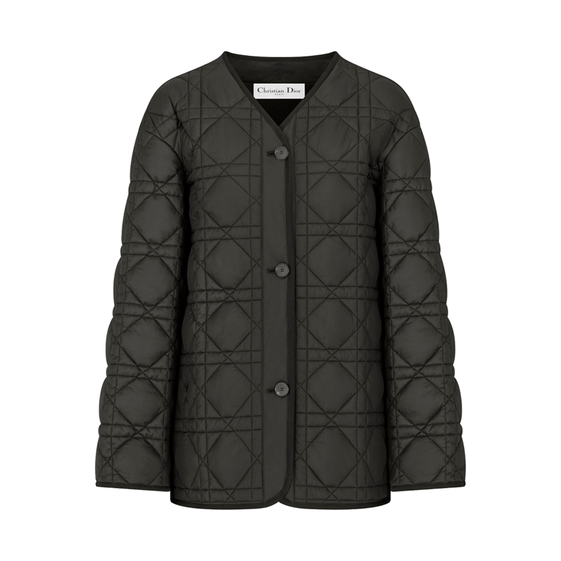 (W) 디올 매크로까나쥬 피콧 블랙 퀼티드 테크니컬 태피터((W) Dior Macrocannage Peacot Black Quilted Technical Taffeta)