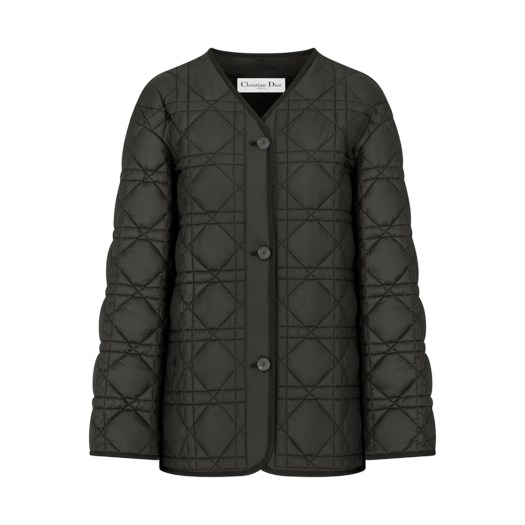 157C26A2827-X9000 (W) Dior Macrocannage Peacot Black Quilted Technical Taffeta