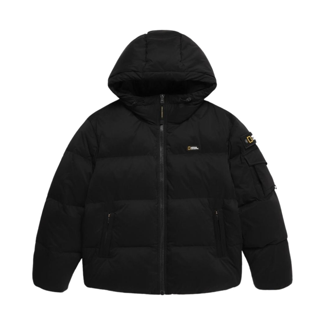 N244UDW120 National Geographic Golden Mole Short Length Goose Hood Down Jumper Carbon Black