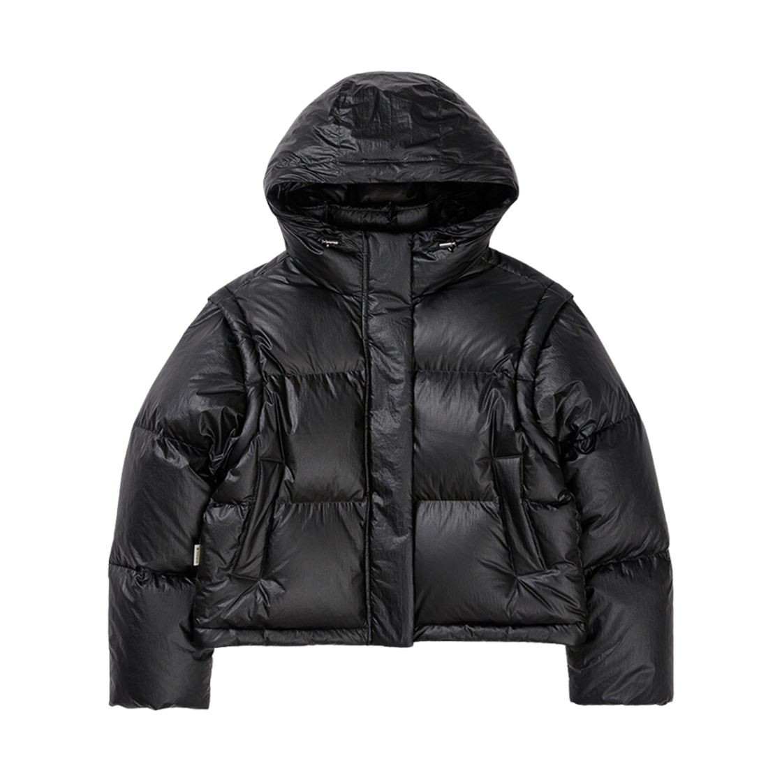(W) 스노우 피크 글로시 후드 디테처블 퍼퍼 다운 자켓 블랙((W) Snow Peak Glossy Hooded Detachable Puffer Down Jacket Black)