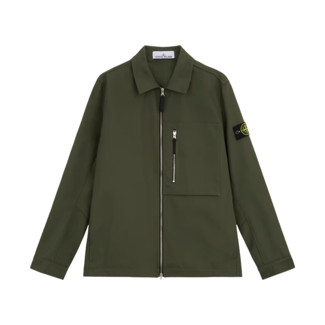 811511103-V0059 Stone Island 11103 Cotton Nylon Drill Overshirt with Zip Fastening Musk Green - 24FW