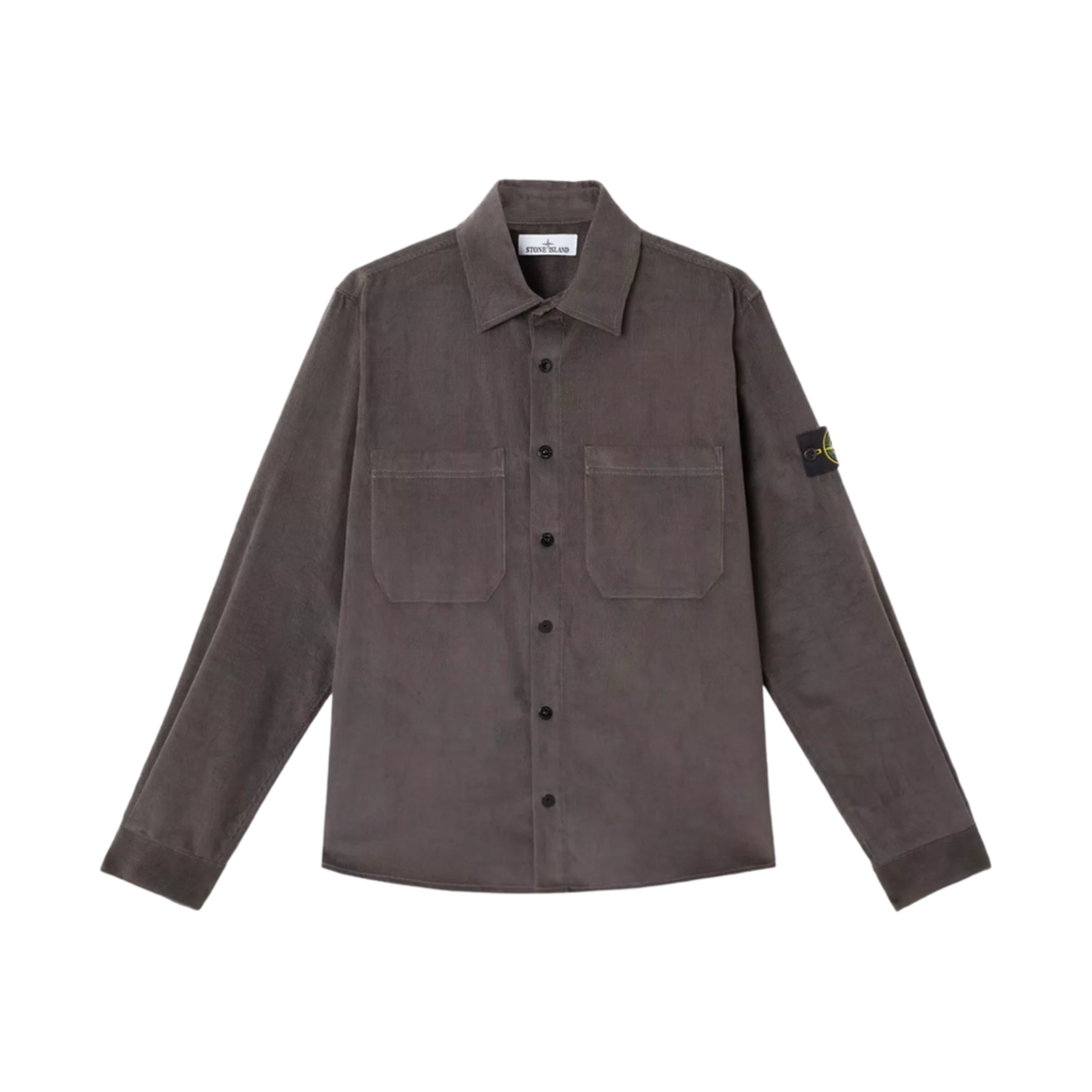 스톤 아일랜드 1200113 코튼 마이크로-코듀로이 오버셔츠 스냅 패스닝 차콜 그레이 - 25SS(Stone Island 1200113 Cotton Micro-Corduroy Overshirt with Snap Fastening Charcoal Grey - 25SS) - 1