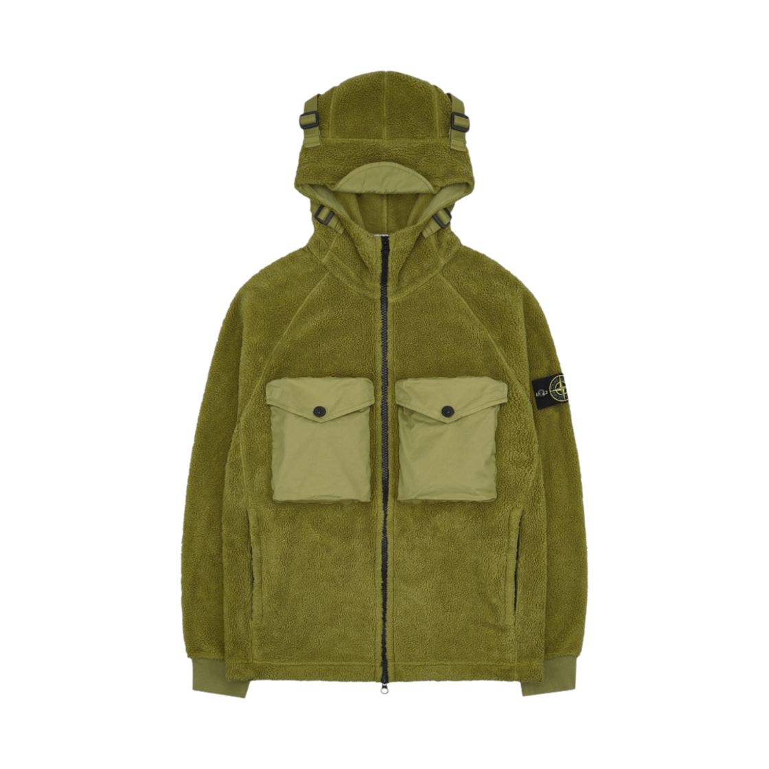 751560134-V0098 Stone Island 60134 Cotton Pile Hooded Full Zip Sweatshirt Dark Beige - 21FW