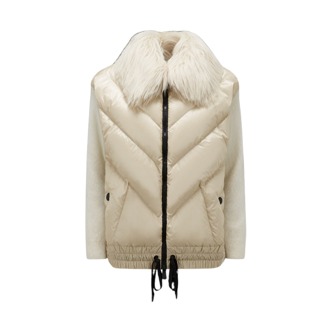 (W) 몽클레르 패딩 울 & 알파카 집업 가디건 화이트 - 23FW((W) Moncler Padded Wool & Alpaca Zip-Up Cardigan White - 23FW)