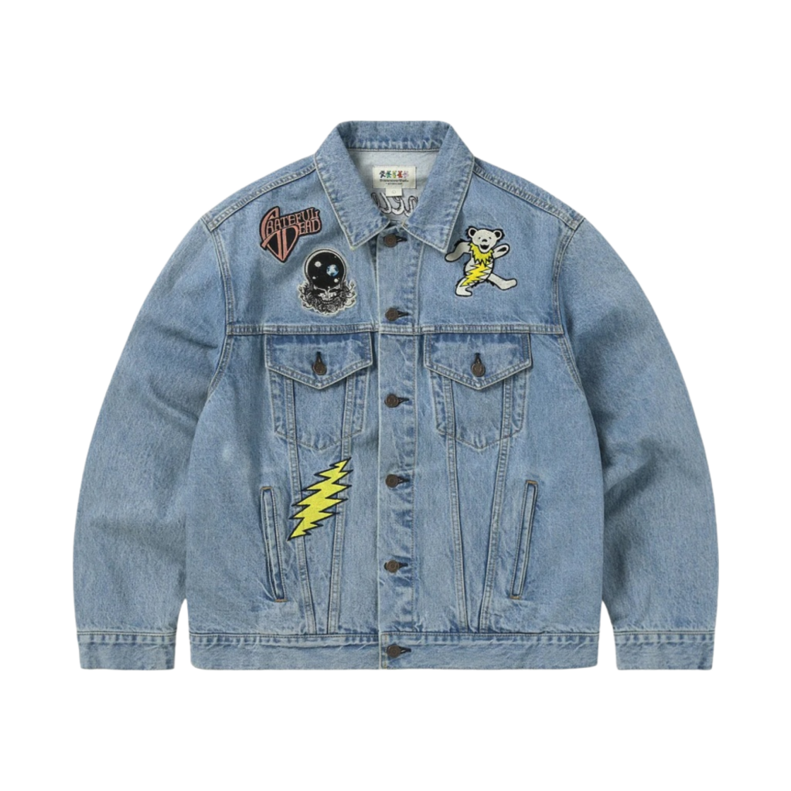디스이즈네버댓 x 그레이트풀 데드 라이트닝 트러커 자켓 워시드 블루(thisisneverthat x Grateful Dead Lightning Trucker Jacket Washed Blue)