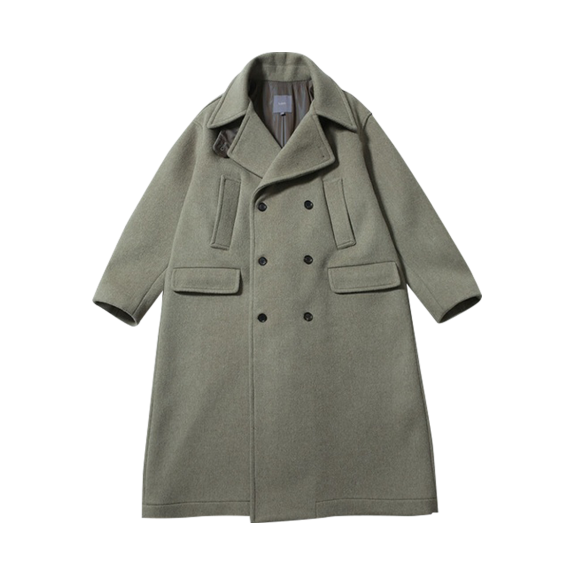발루트 노아 더블 브레스티드 롱 코트 라이트 올리브