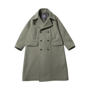 Ballute Noah Double Breasted Long Coat Light Olive