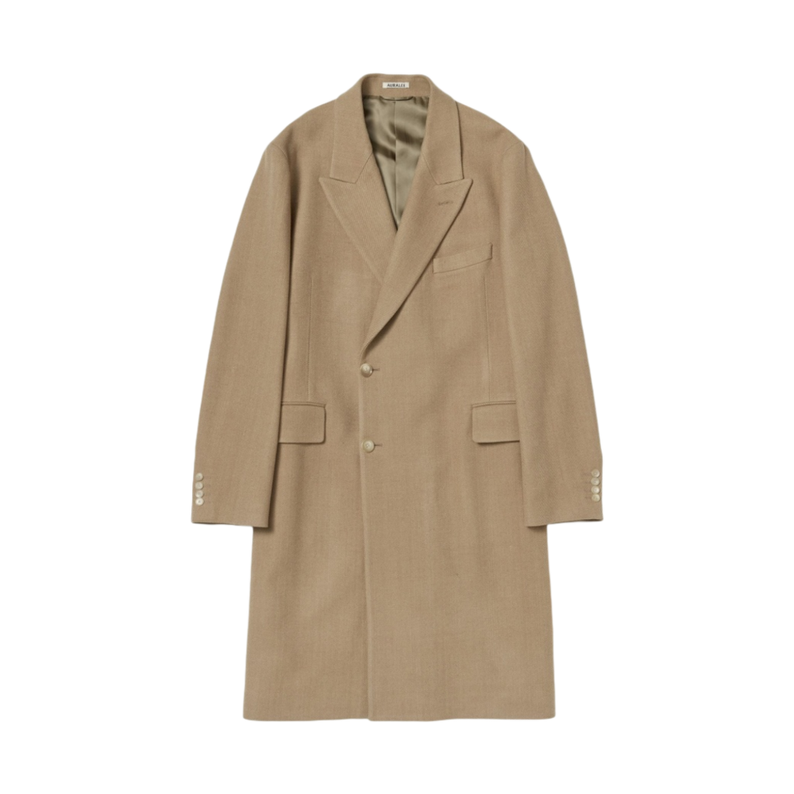 오라리 슈퍼 파인 울 트윌 멜튼 체스터필드 코트 베이지 샴브레이 - 23AW(Auralee Super Fine Wool Twill Melton Chesterfield Coat Beige Chambray - 23AW) - 1