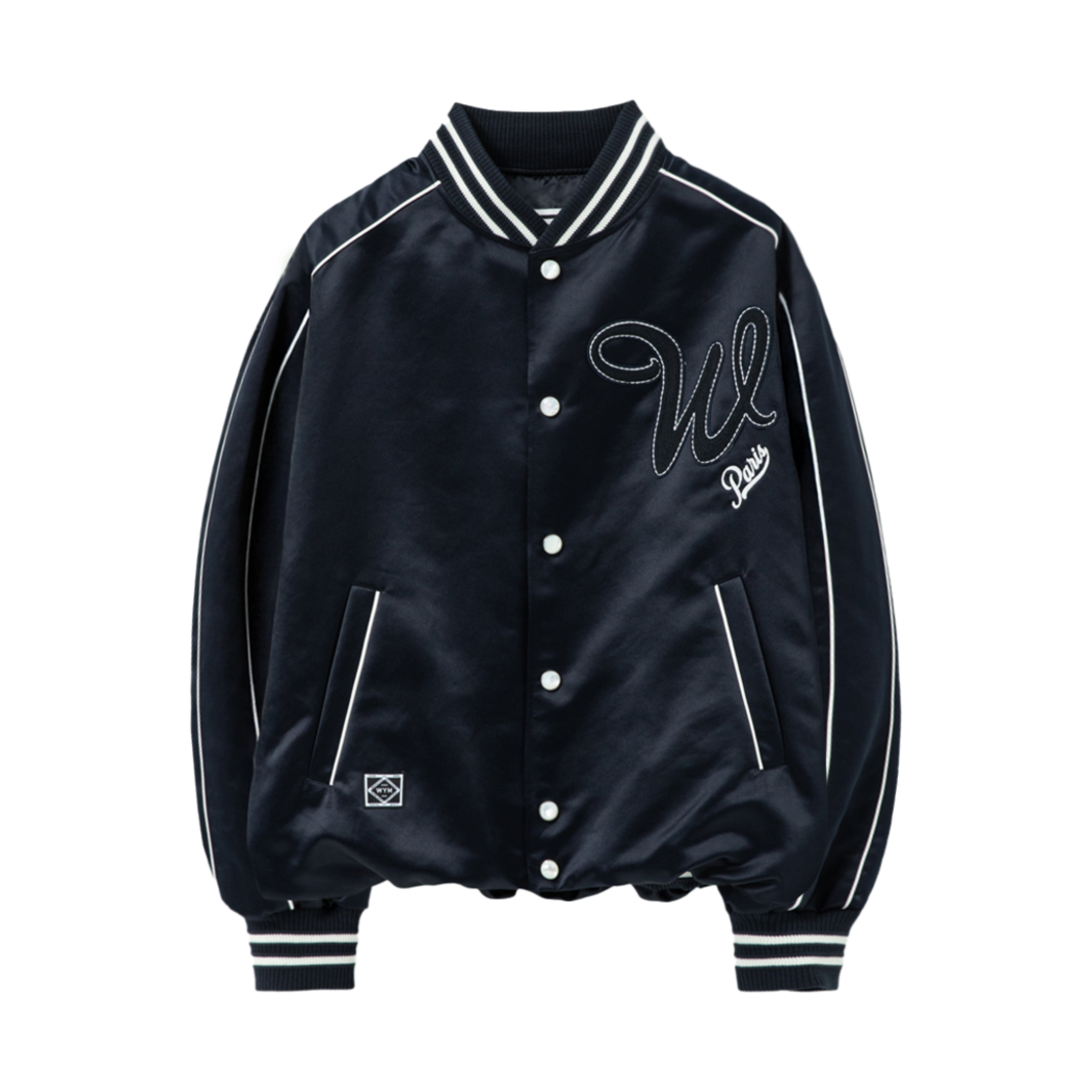 W251JP03915N Wooyoungmi Embroidery Patch Varsity Jacket Navy - 25SS