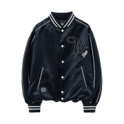 Wooyoungmi Embroidery Patch Varsity Jacket Navy - 25SS