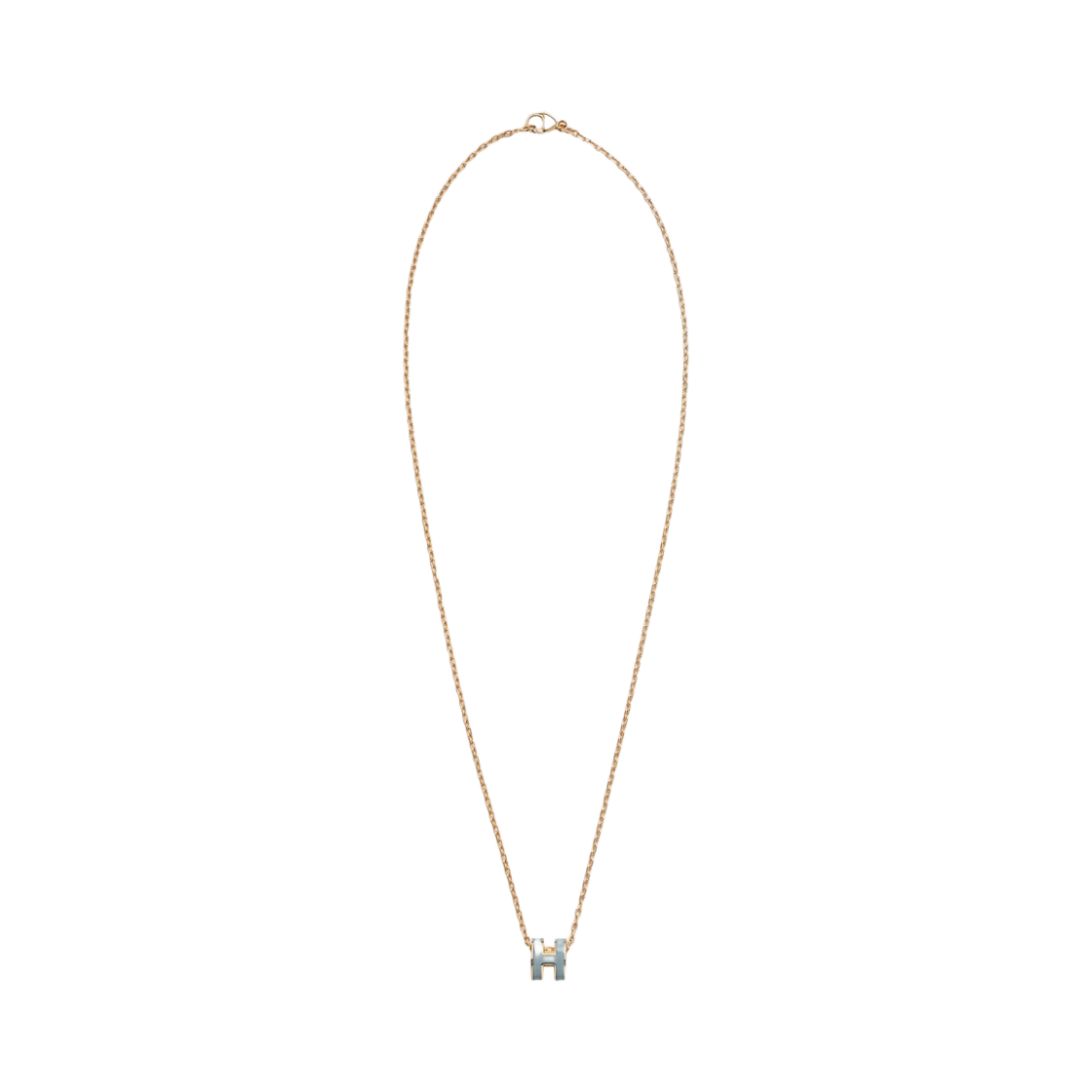 H147992F05 (W) Hermes Mini Pop H Pendant Gold & Bleu Lin