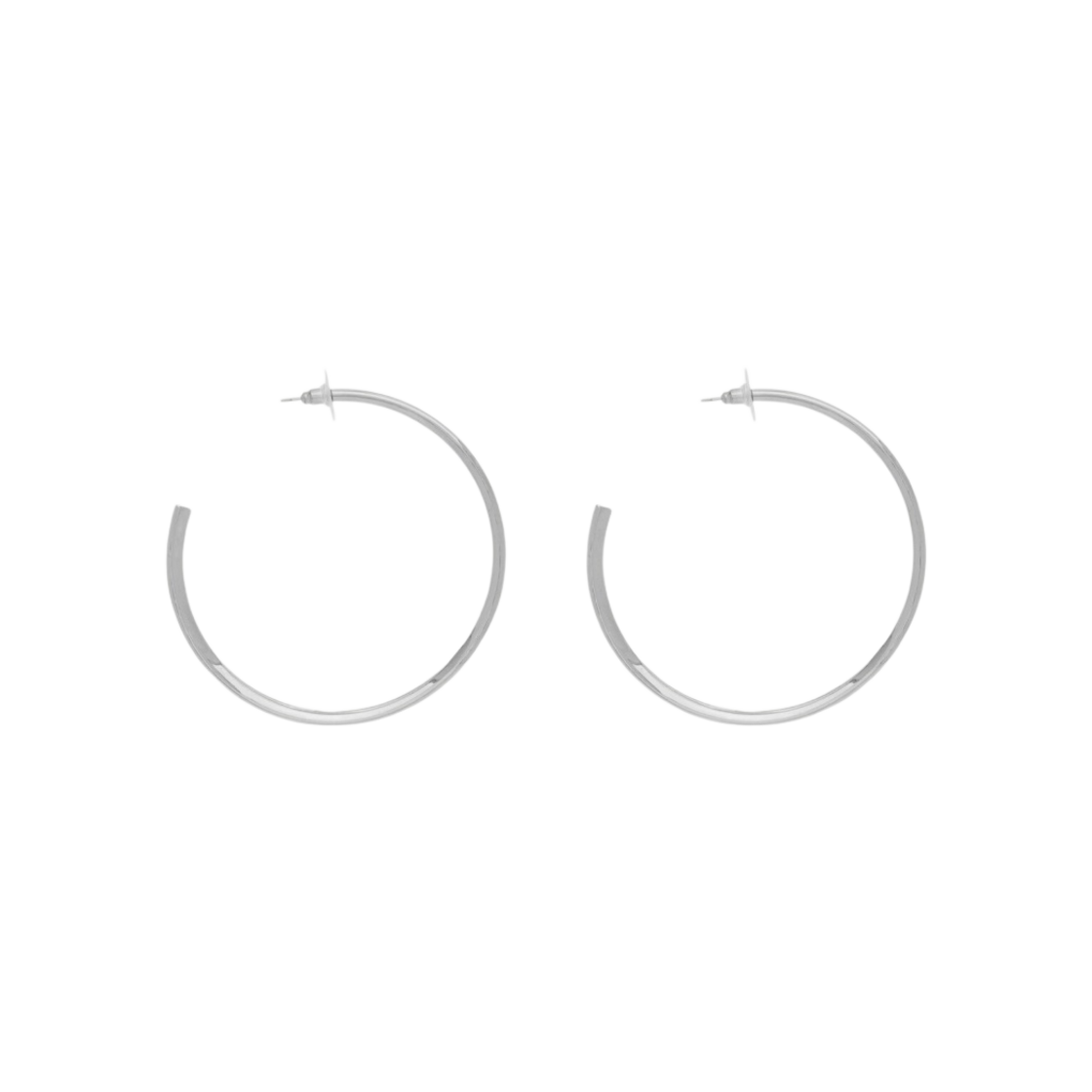 (W) 생로랑 하트 후프 이어링 메탈 팔라디움 앤 블랙((W) Saint Laurent Heart Hoop Earrings In Metal Palladium And Black) - 1
