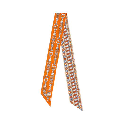 (W) Hermes Harnais En Rosace Twilly Orange Beige Bleu Gris