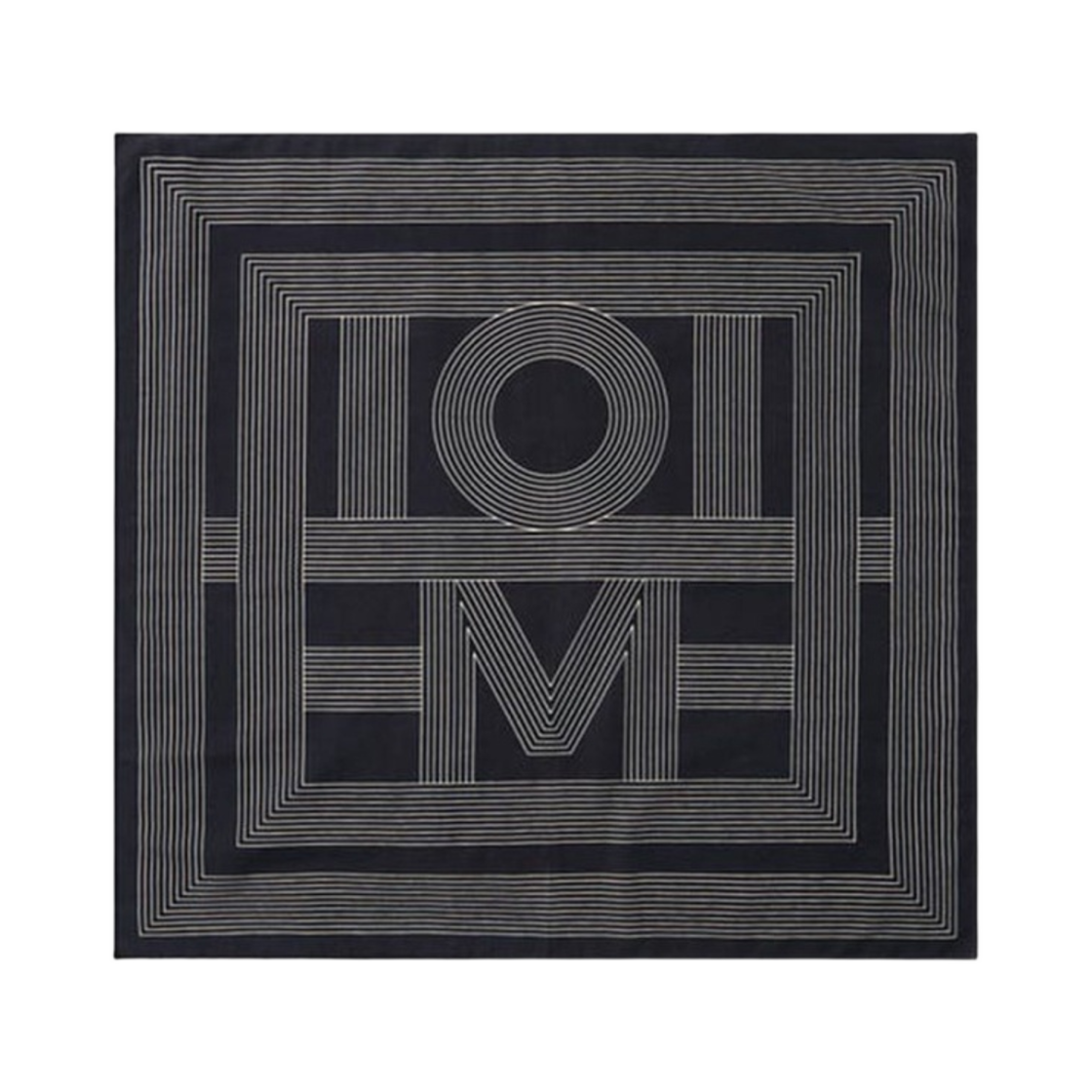 토템 스트라이프 모노그램 코튼 실크 스카프 블랙(Toteme Striped Monogram Cotton Silk Scarf Black) - 1