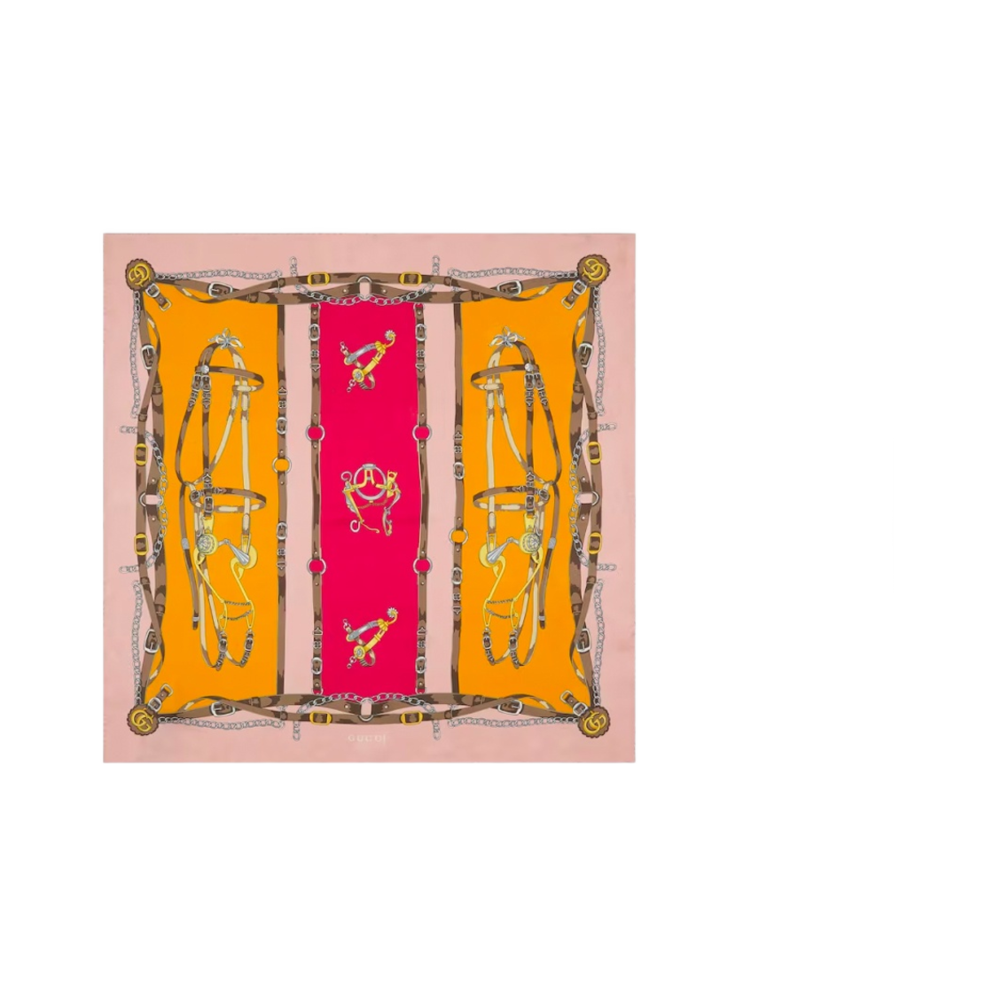 (W) 구찌 하네스 더블 G 프린트 스카프 핑크((W) Gucci Harness with Double G Print Scarf Pink) - 1