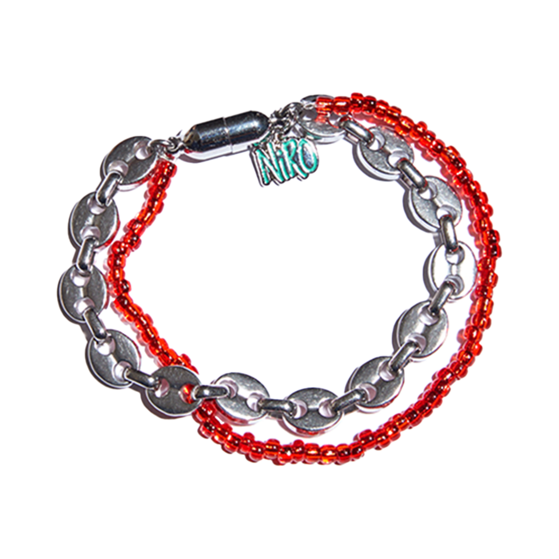 니로 세렌디피티 에잇체인 레드비즈 브레이슬릿(NiRO.SERENDiPiTY Eight Chain & Red Beads Bracelet #70)